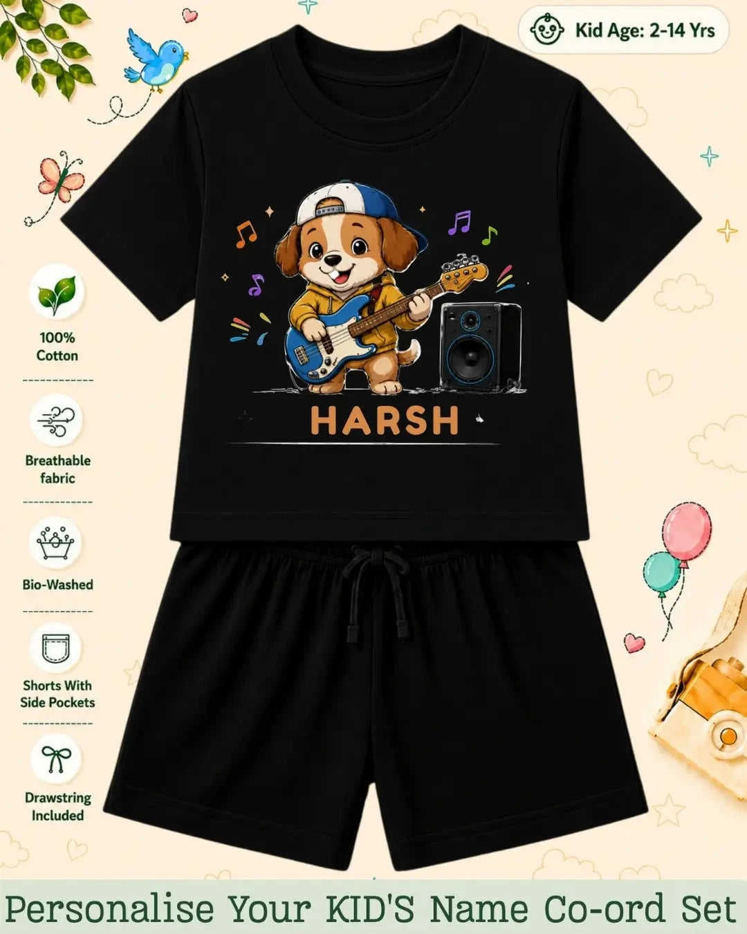 Little Musician Kid Custom Co-ord Set. Swiftsoul