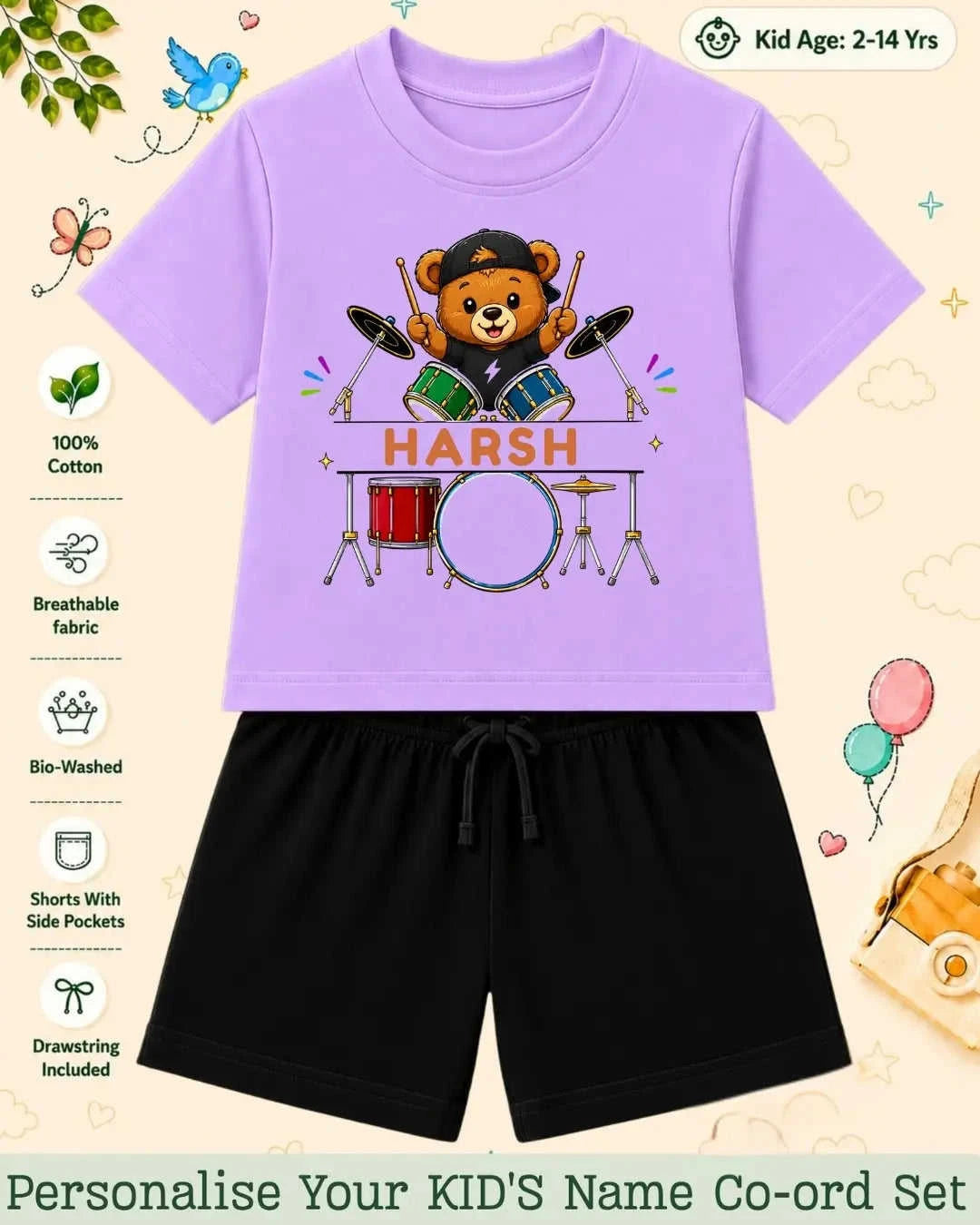 Little Musician Kid Custom Co-ord Set. Swiftsoul