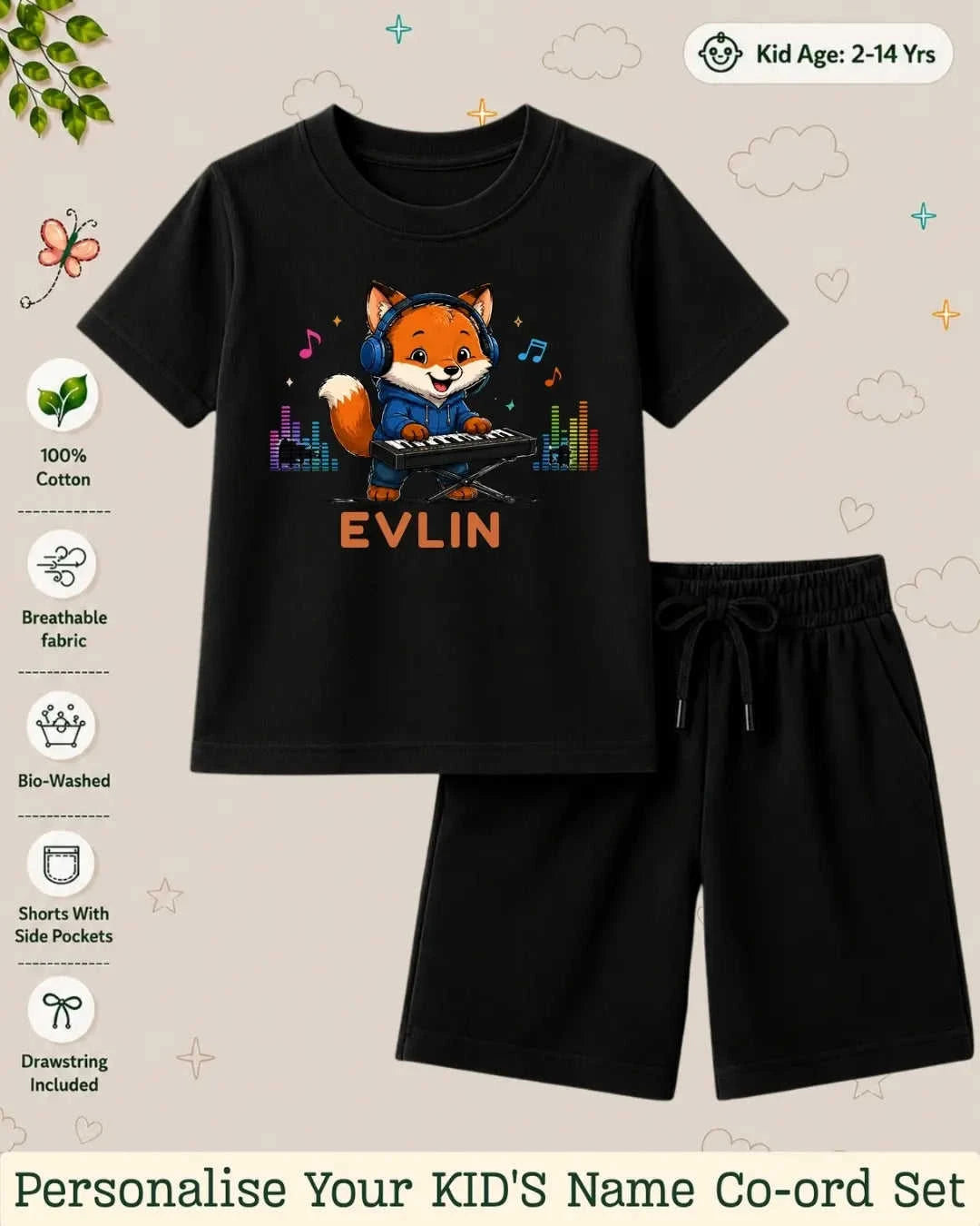 Little Musician Kid Custom Co-ord Set. Swiftsoul