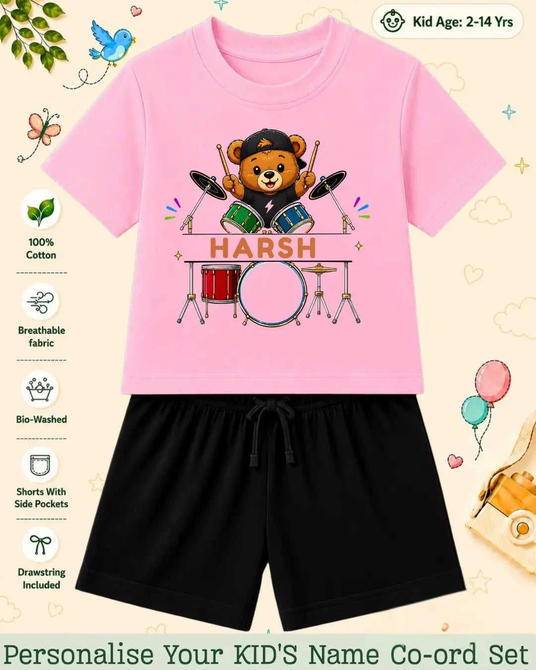 Little Musician Kid Custom Co-ord Set. Swiftsoul