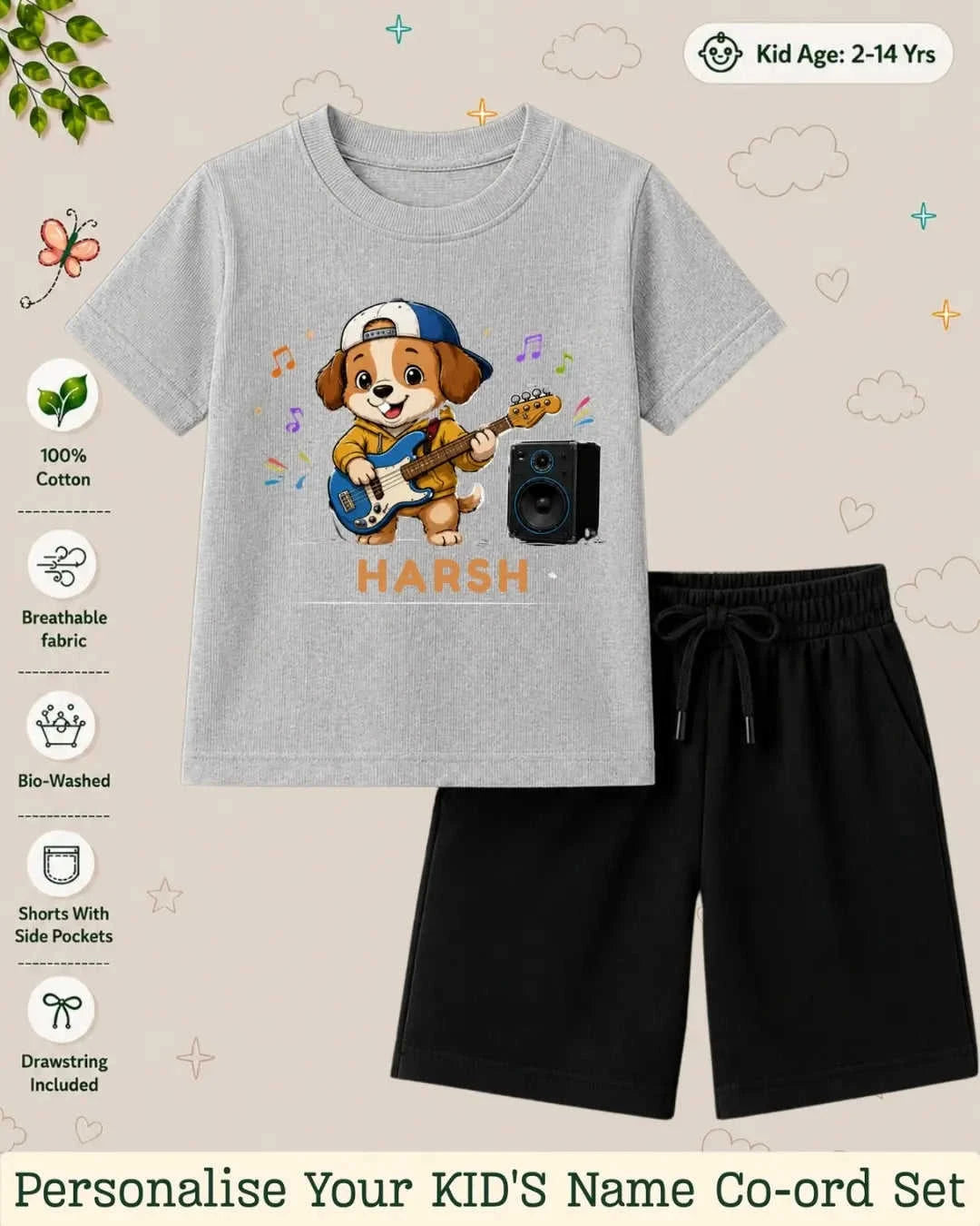 Little Musician Kid Custom Co-ord Set. Swiftsoul