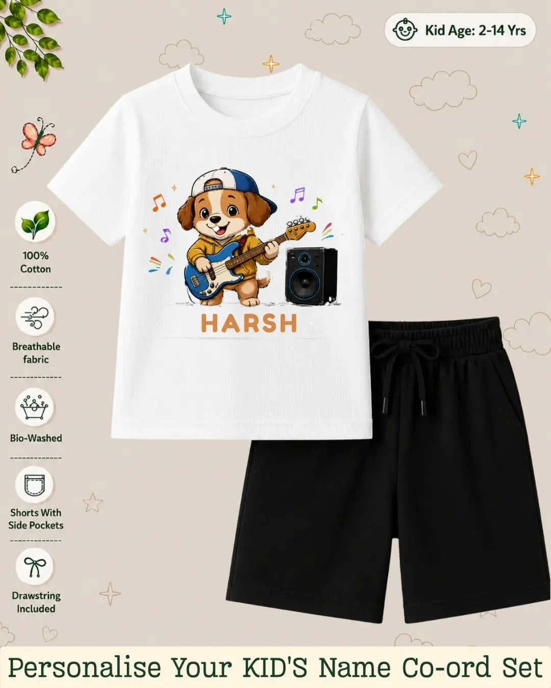 Little Musician Kid Custom Co-ord Set. Swiftsoul
