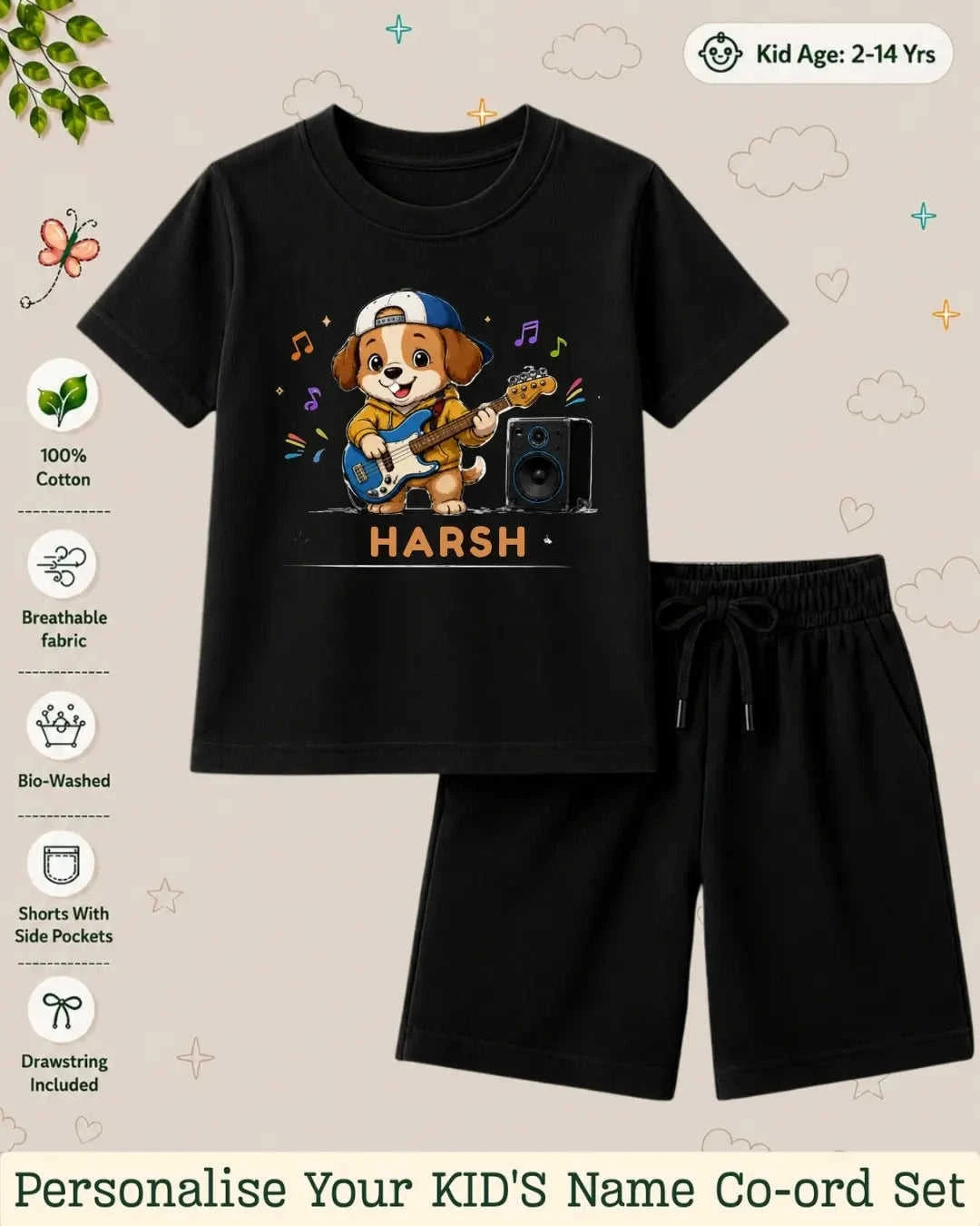 Little Musician Kid Custom Co-ord Set. Swiftsoul