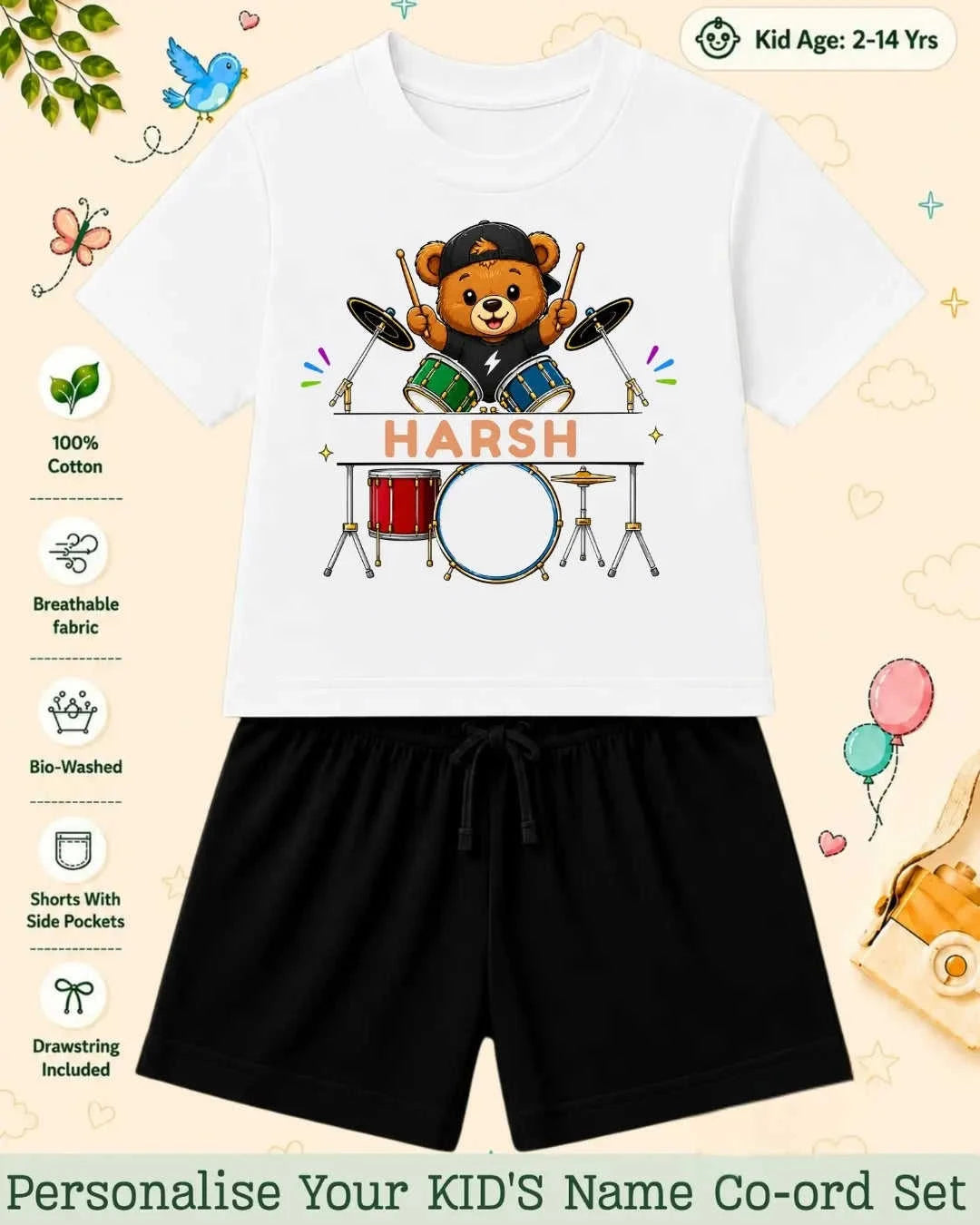 Little Musician Kid Custom Co-ord Set. Swiftsoul