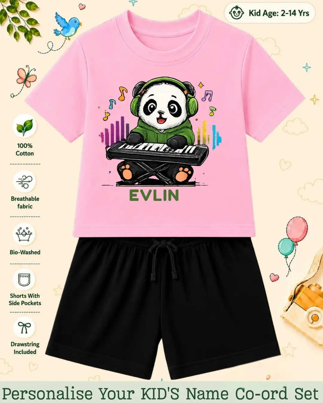 Little Musician Kid Custom Co-ord Set. Swiftsoul