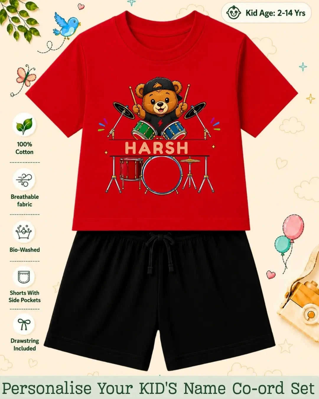 Little Musician Kid Custom Co-ord Set. Swiftsoul