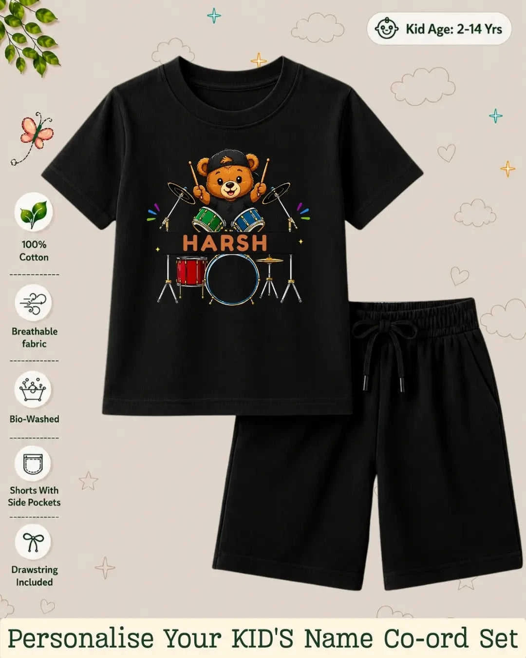 Little Musician Kid Custom Co-ord Set. Swiftsoul