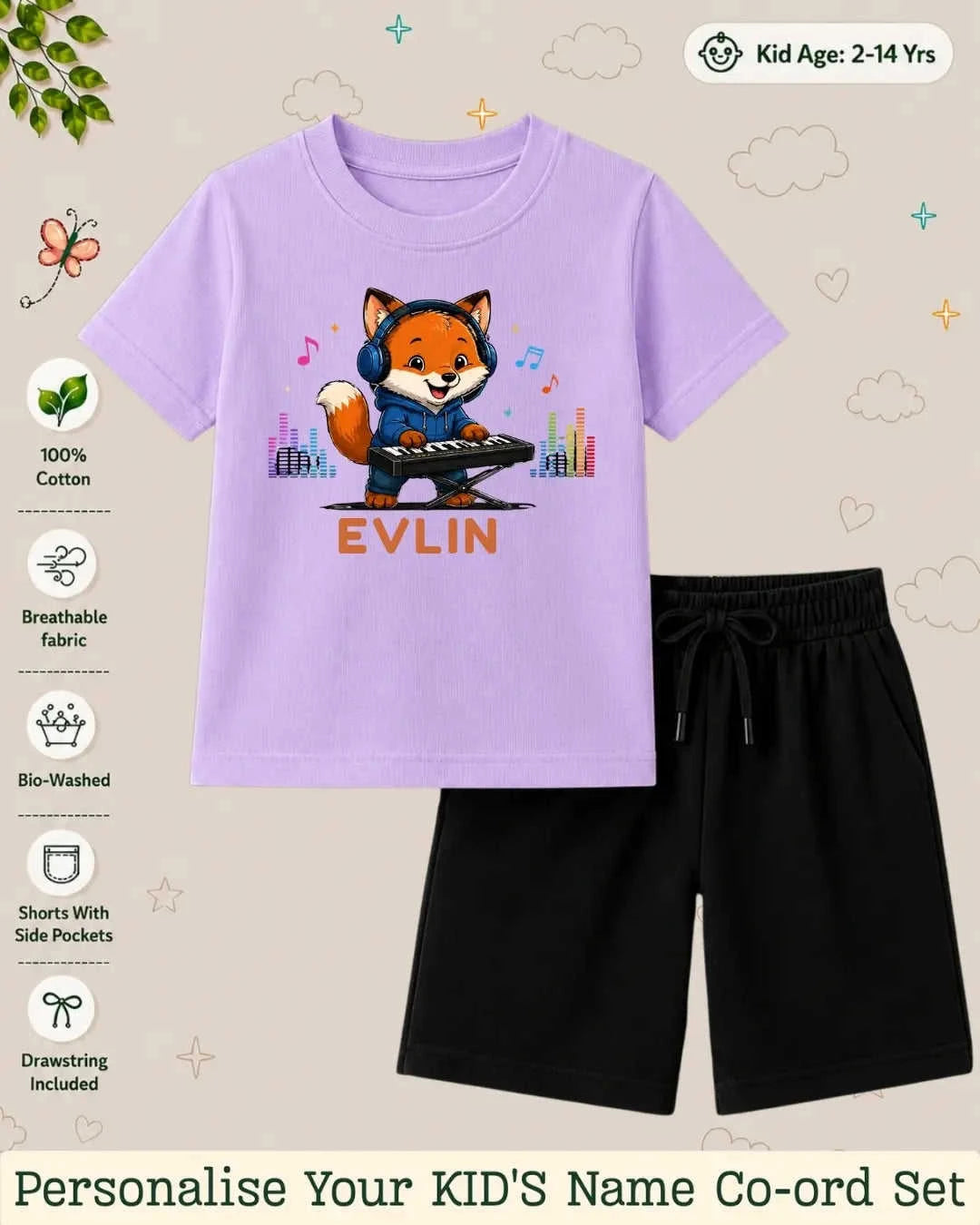 Little Musician Kid Custom Co-ord Set. Swiftsoul