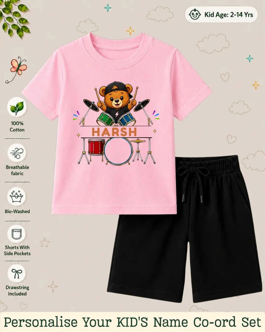 Little Musician Kid Custom Co-ord Set. Swiftsoul