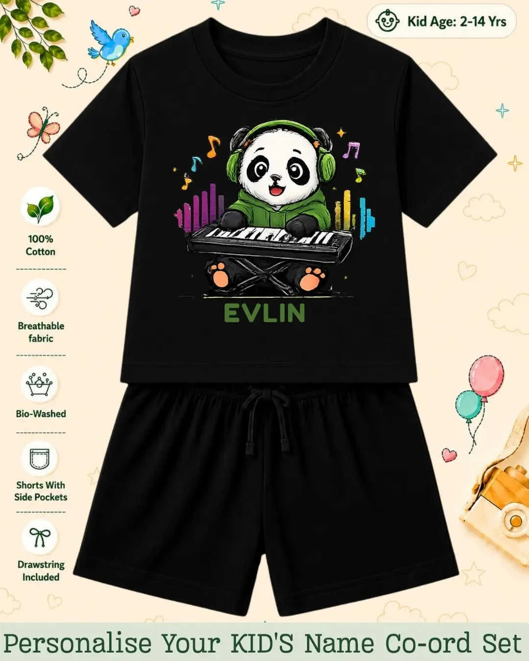 Little Musician Kid Custom Co-ord Set. Swiftsoul