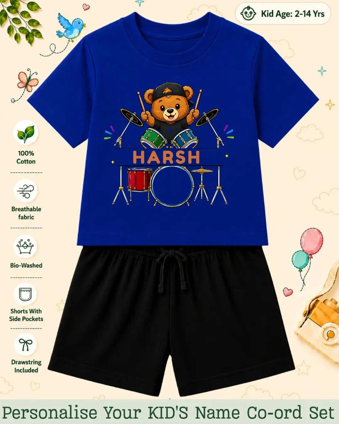 Little Musician Kid Custom Co-ord Set. Swiftsoul