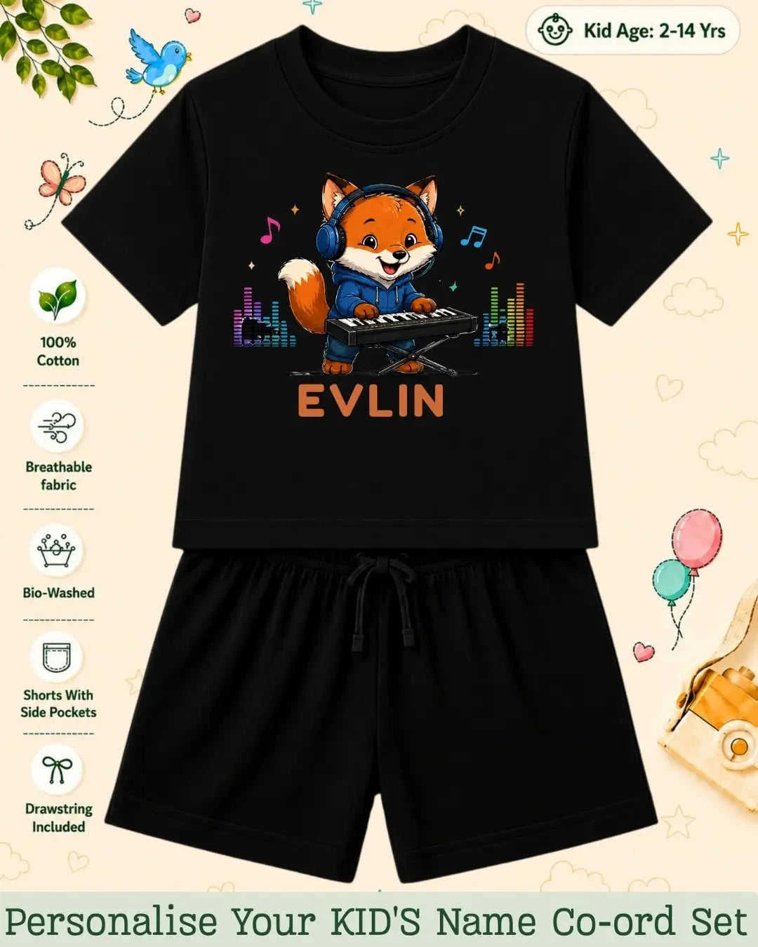 Little Musician Kid Custom Co-ord Set. Swiftsoul