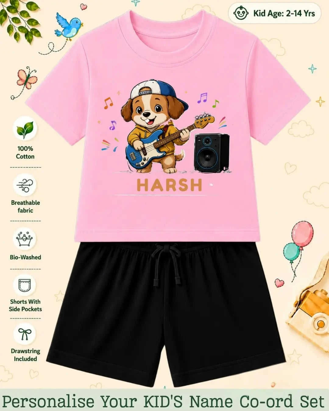Little Musician Kid Custom Co-ord Set. Swiftsoul