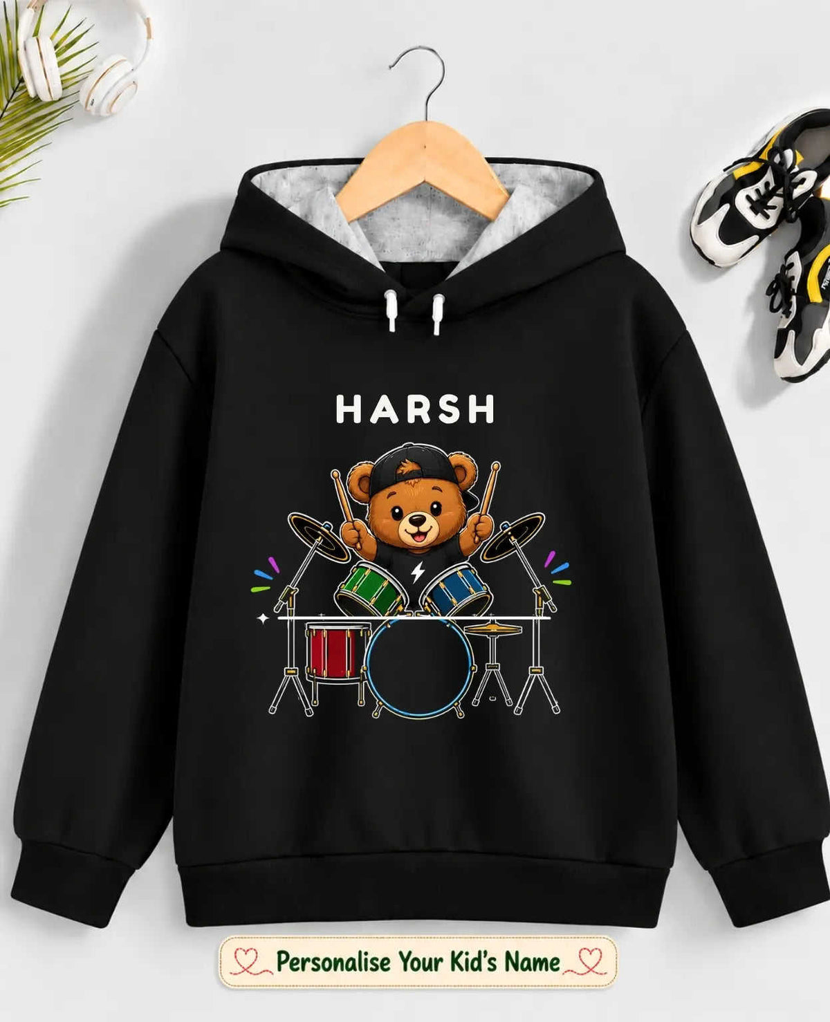 Little Musician Kid Custom Cotton Hoodie Swiftsoul