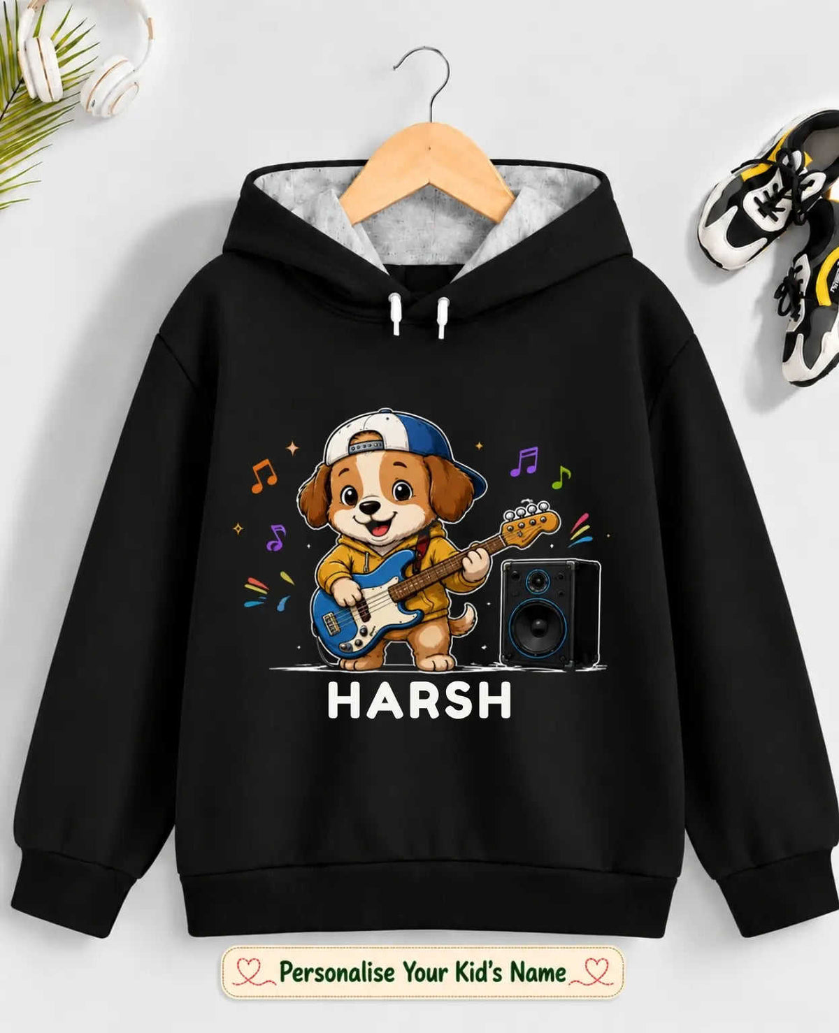 Little Musician Kid Custom Cotton Hoodie Swiftsoul