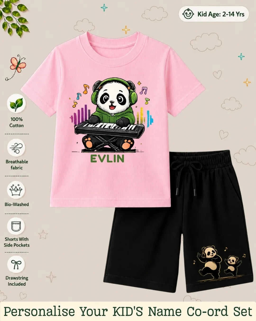 Little Musician Kid's Custom Co-ord Set. Swiftsoul