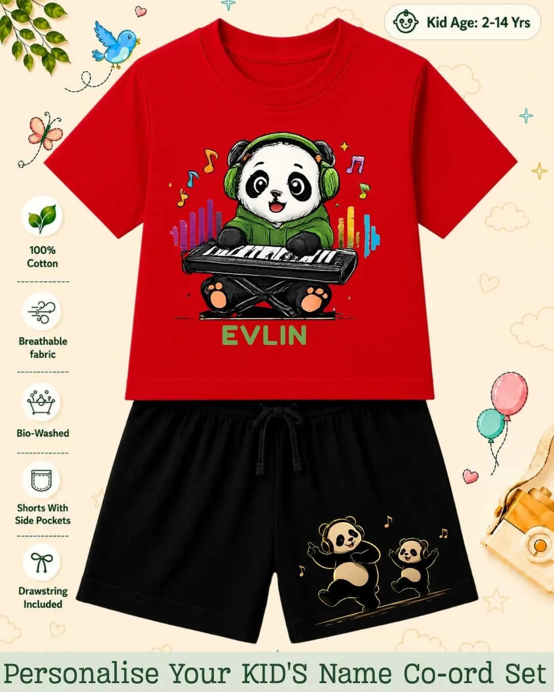 Little Musician Kid's Custom Co-ord Set. Swiftsoul
