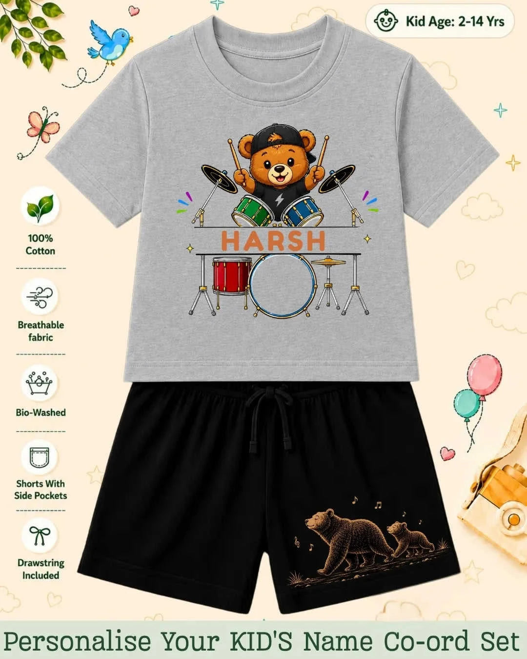 Little Musician Kid's Custom Co-ord Set. Swiftsoul