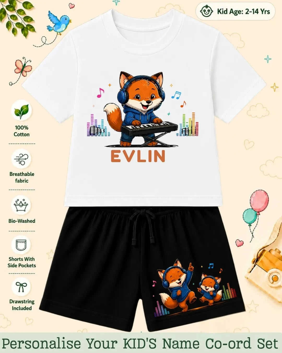 Little Musician Kid's Custom Co-ord Set. Swiftsoul