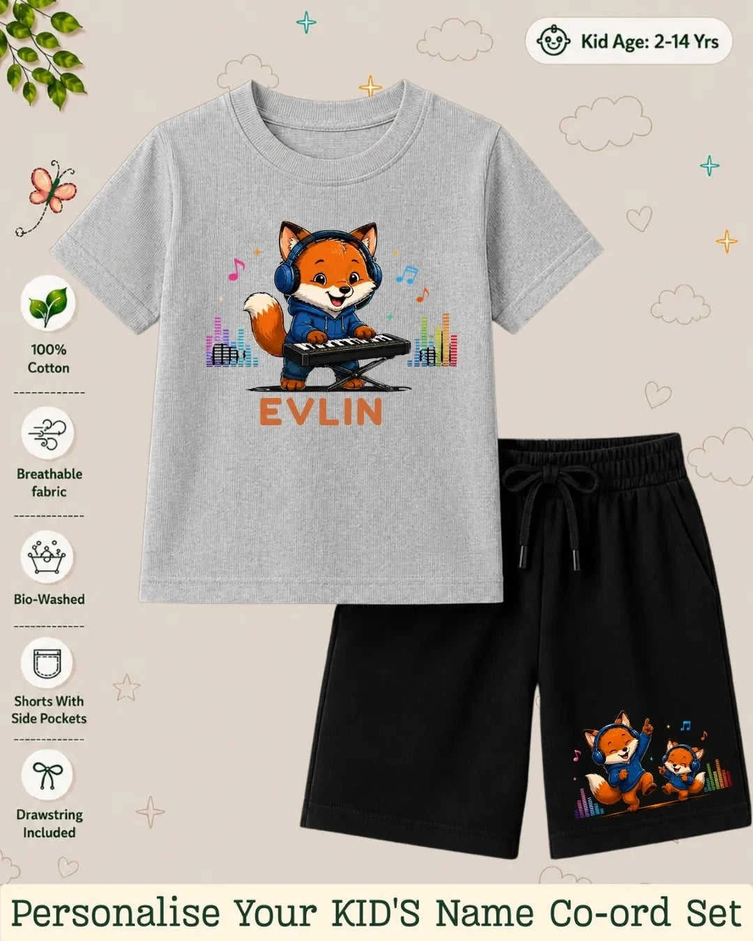 Little Musician Kid's Custom Co-ord Set. Swiftsoul
