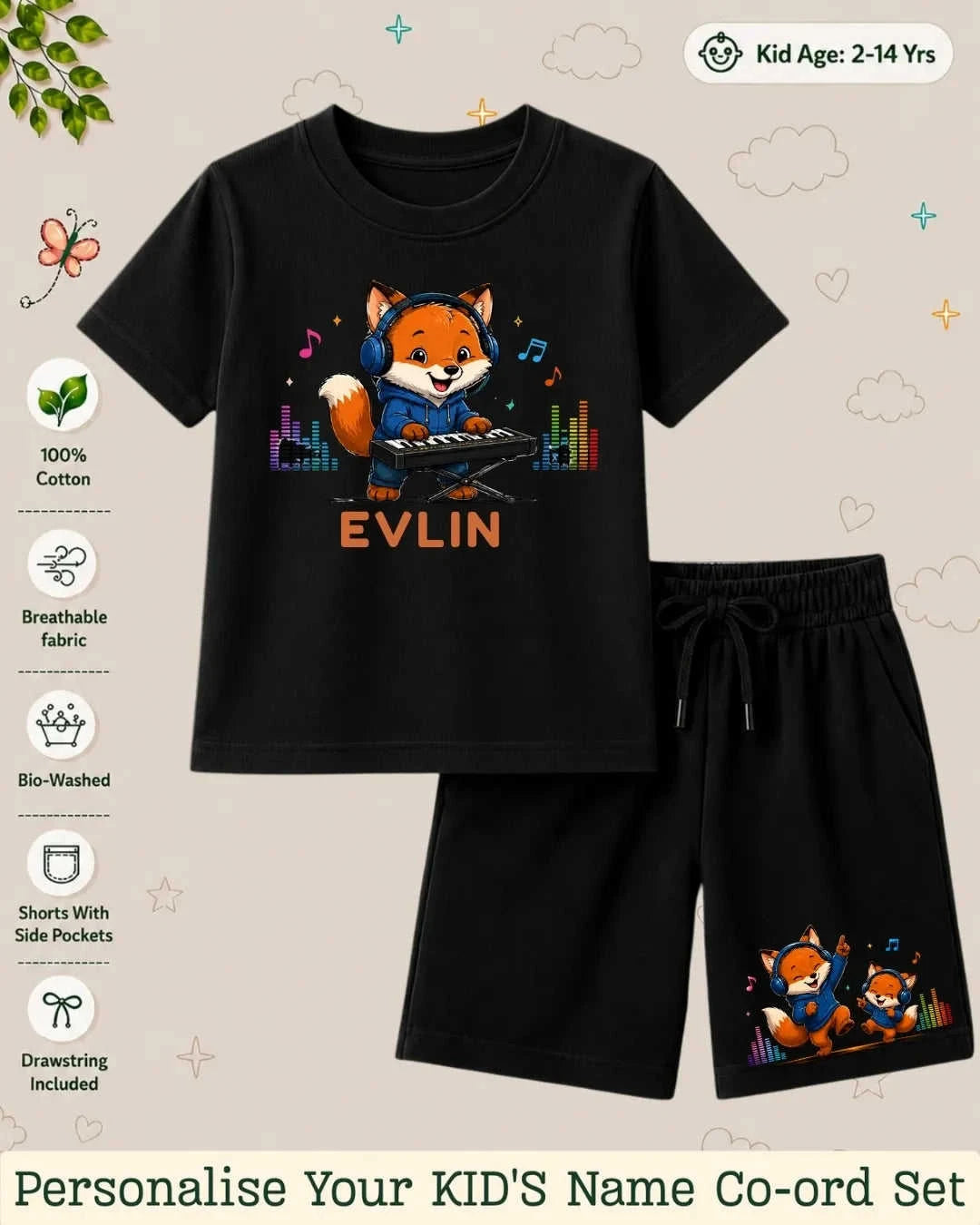 Little Musician Kid's Custom Co-ord Set. Swiftsoul