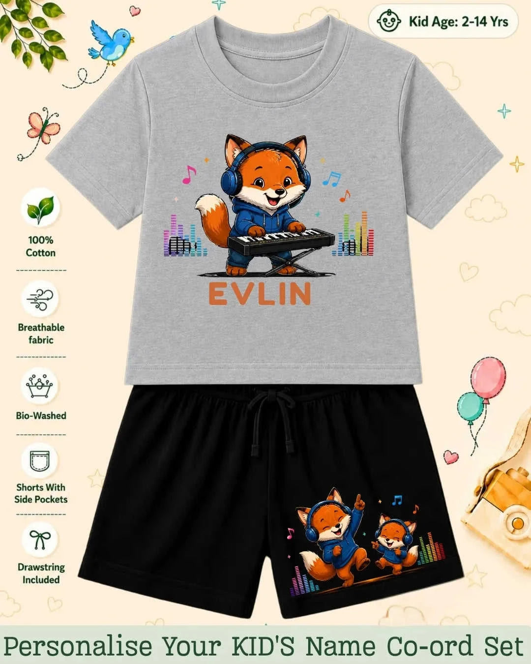 Little Musician Kid's Custom Co-ord Set. Swiftsoul