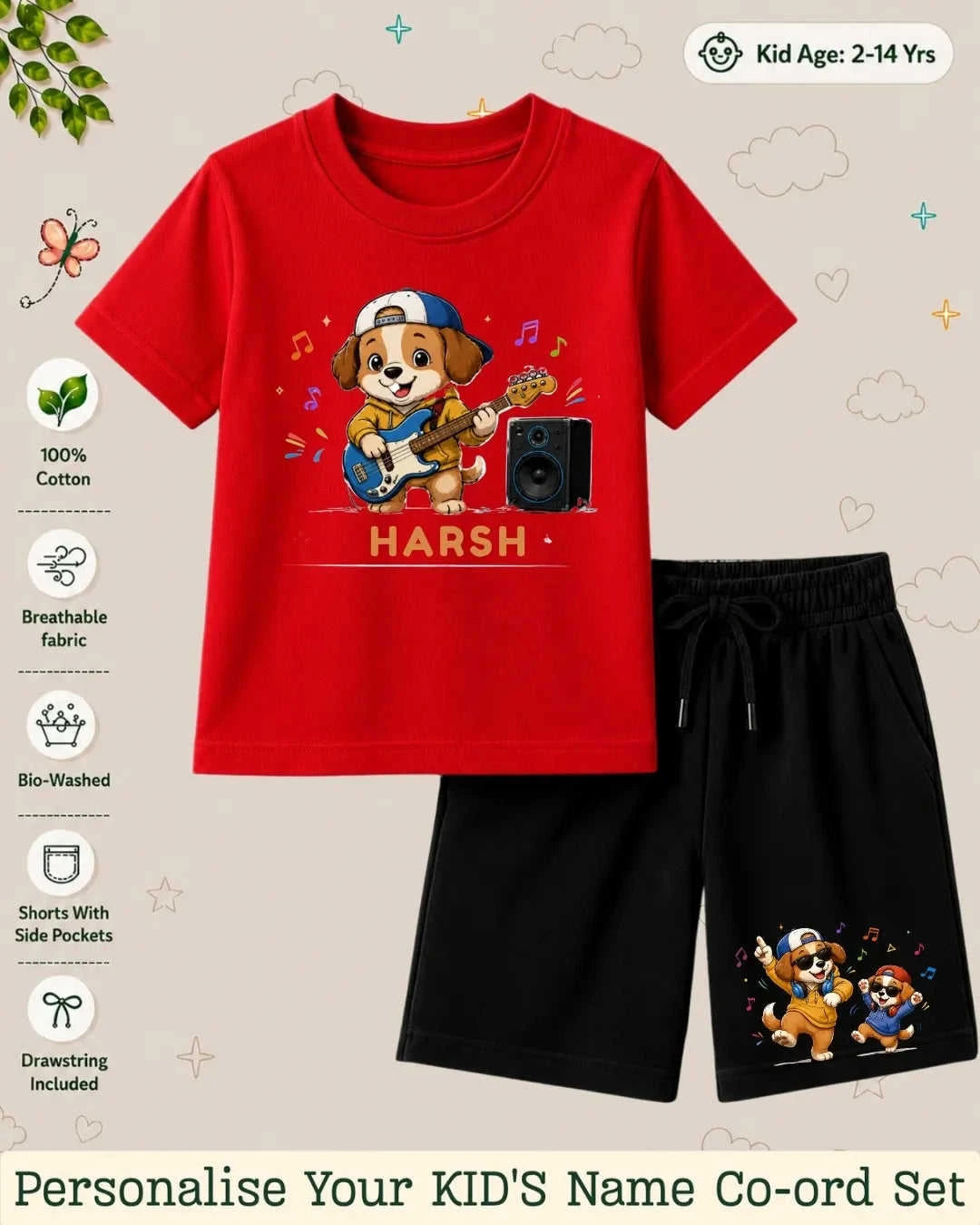 Little Musician Kid's Custom Co-ord Set. Swiftsoul