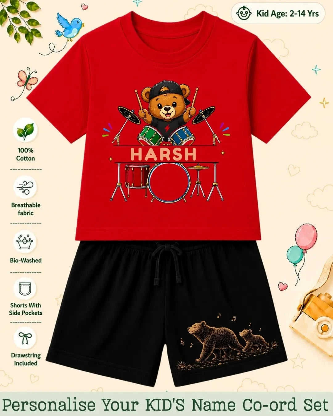Little Musician Kid's Custom Co-ord Set. Swiftsoul