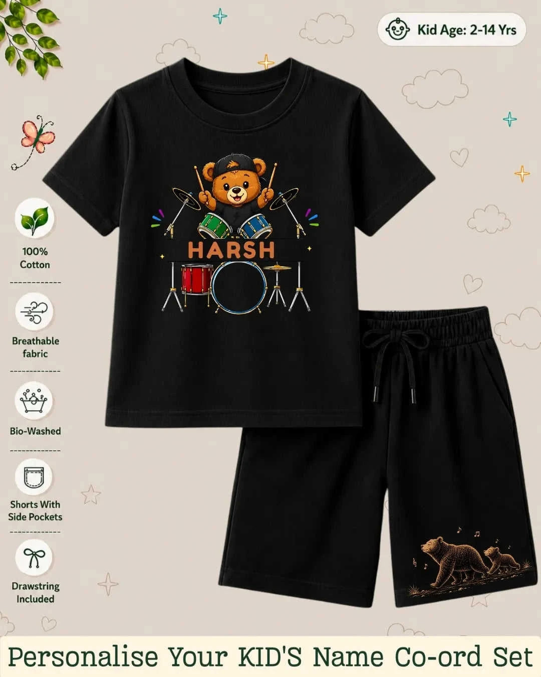 Little Musician Kid's Custom Co-ord Set. Swiftsoul