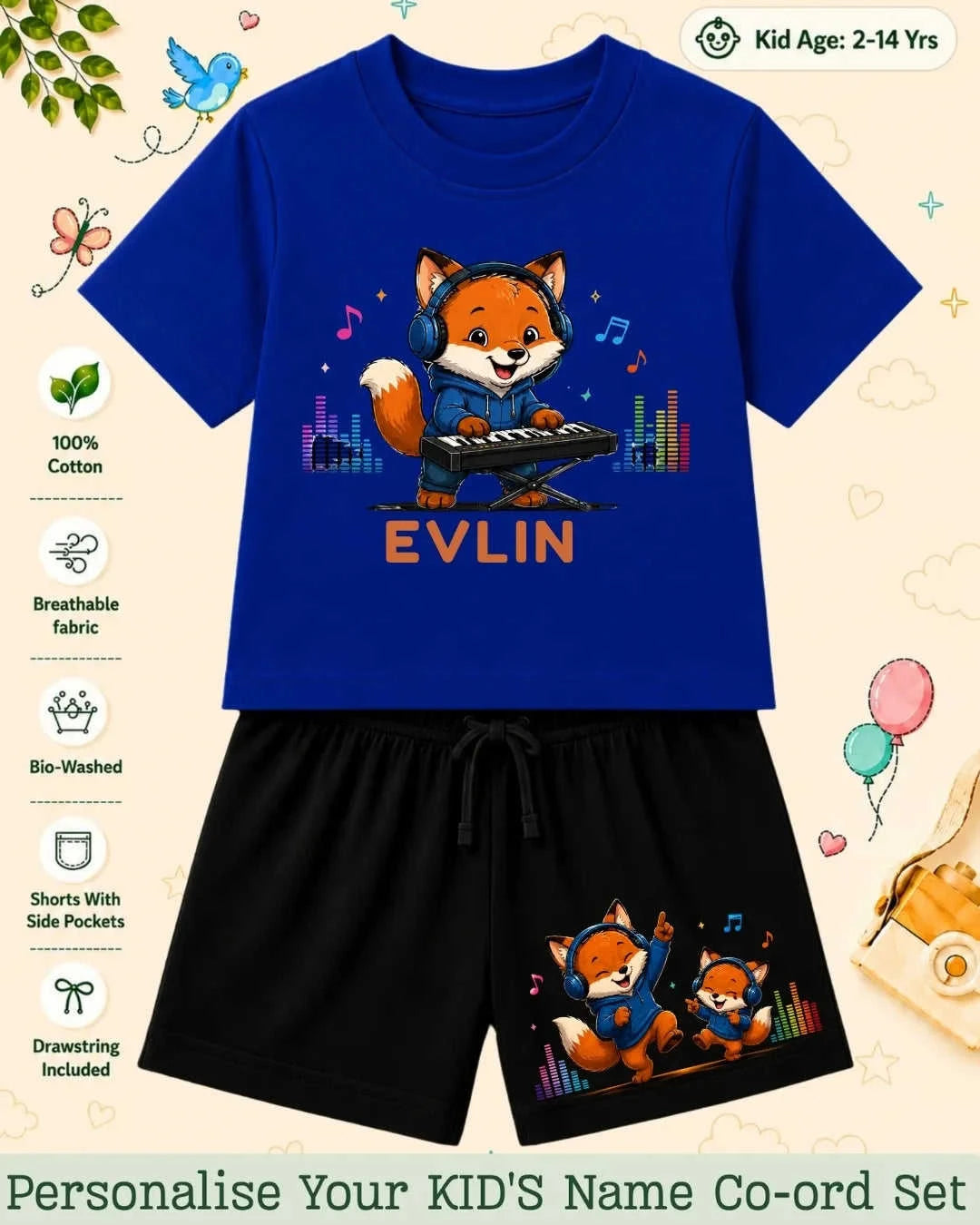 Little Musician Kid's Custom Co-ord Set. Swiftsoul