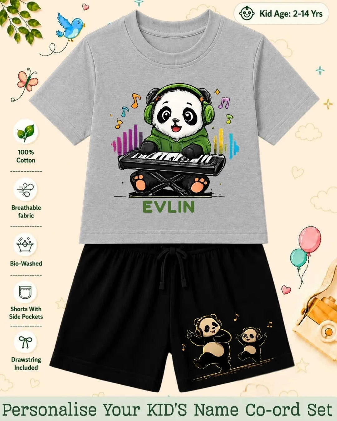 Little Musician Kid's Custom Co-ord Set. Swiftsoul