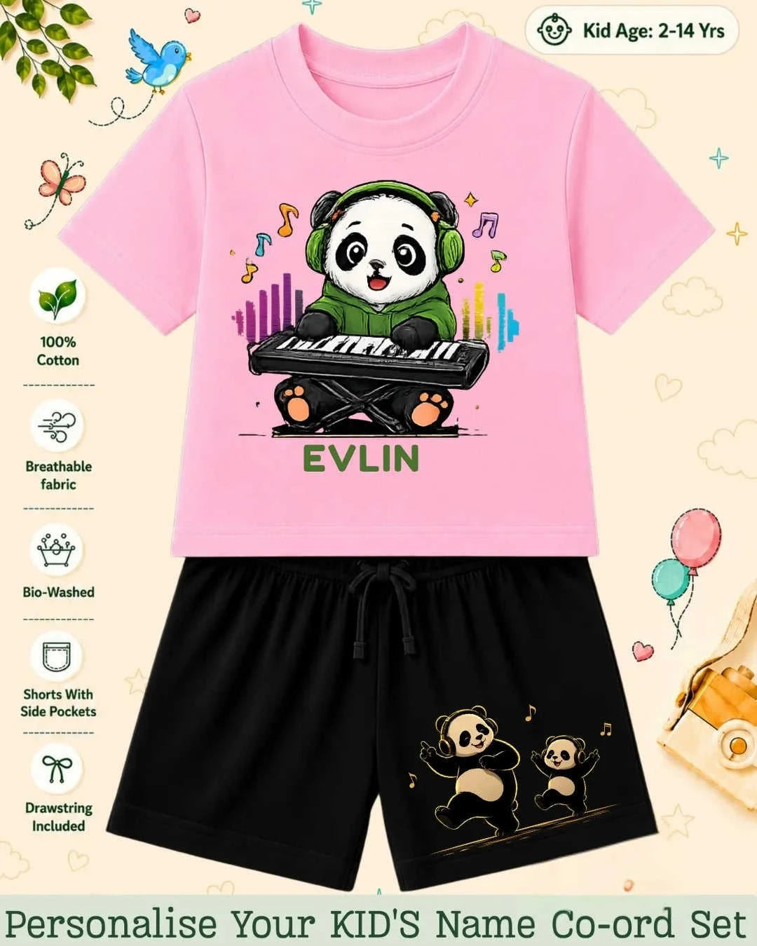 Little Musician Kid's Custom Co-ord Set. Swiftsoul