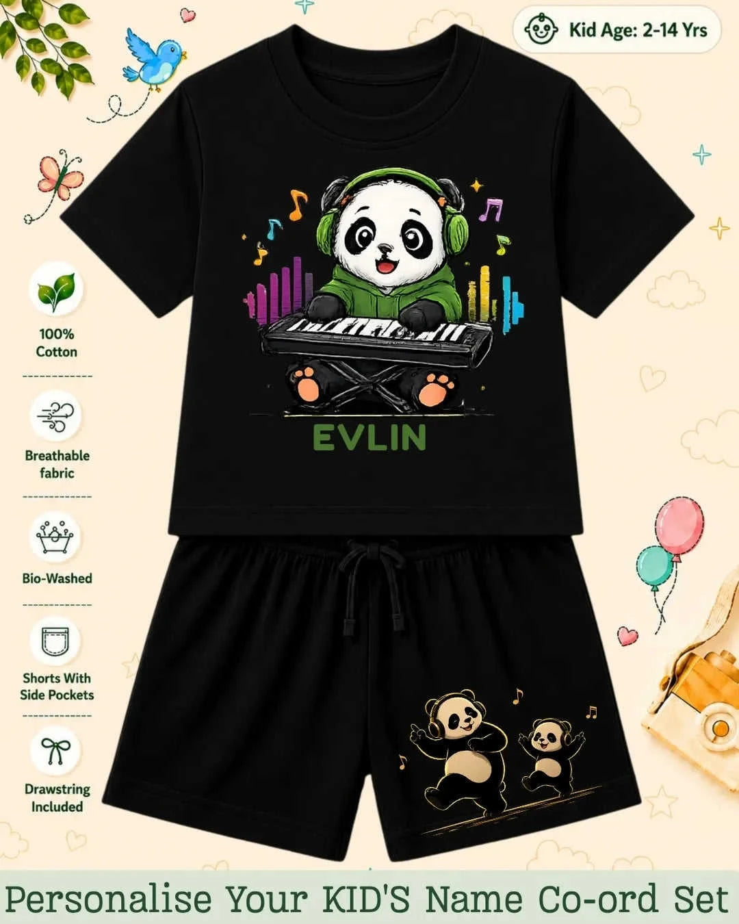 Little Musician Kid's Custom Co-ord Set. Swiftsoul