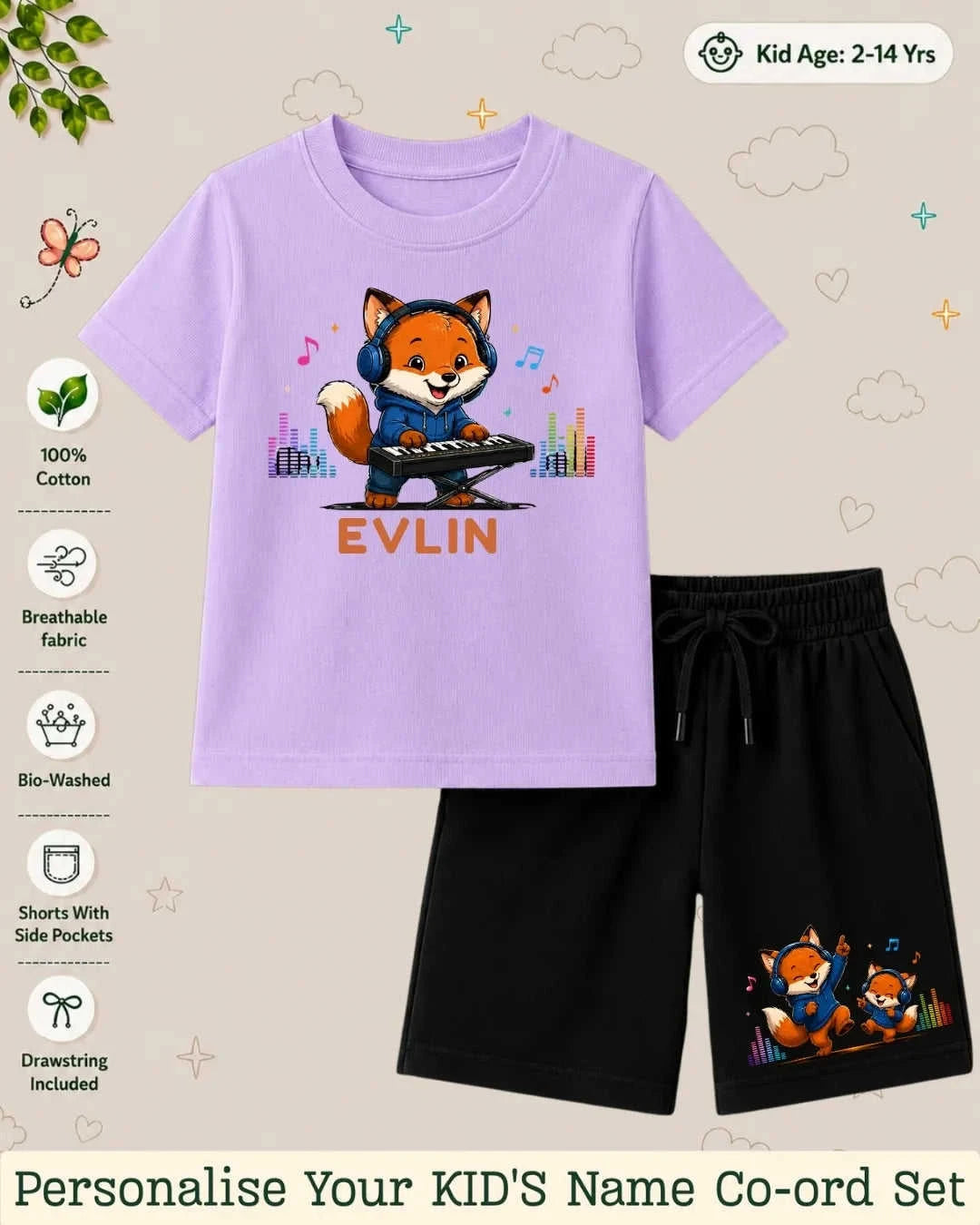 Little Musician Kid's Custom Co-ord Set. Swiftsoul