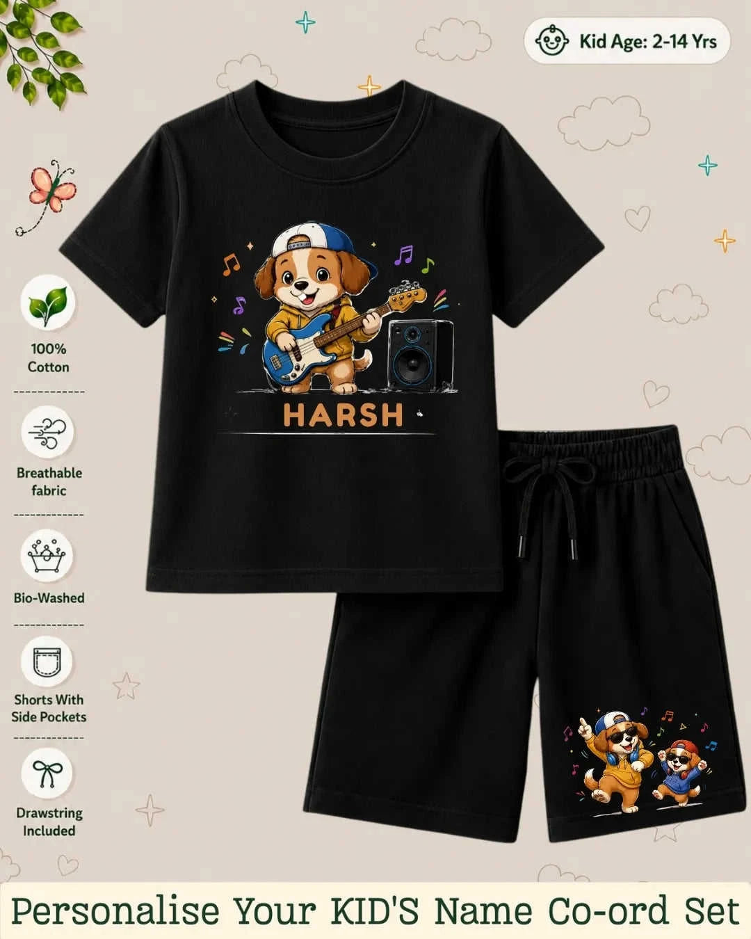 Little Musician Kid's Custom Co-ord Set. Swiftsoul