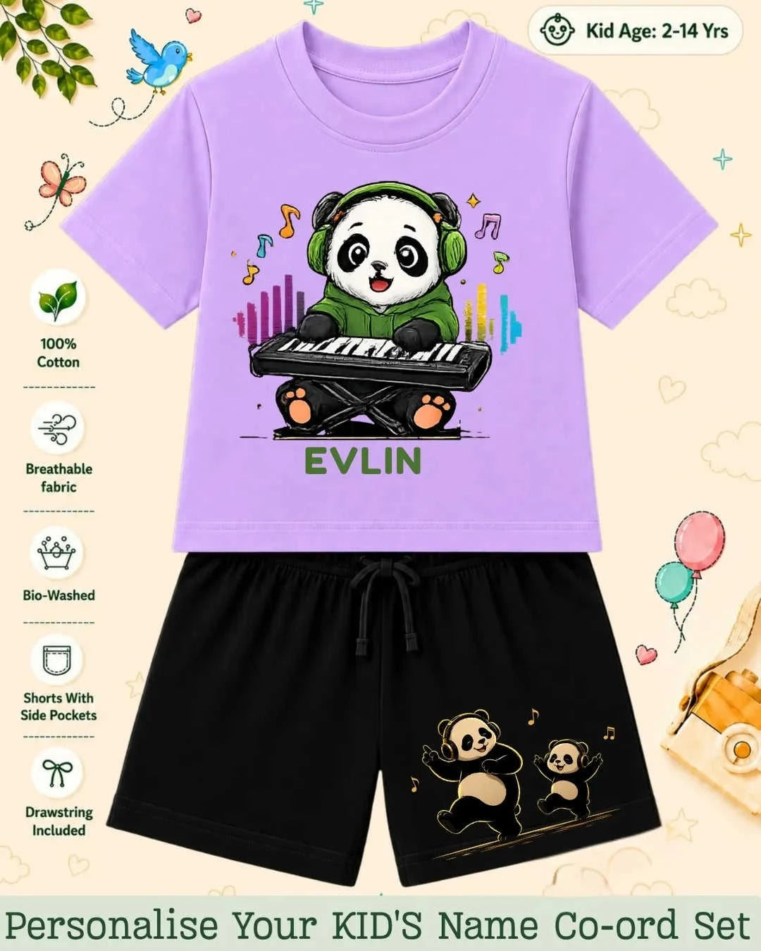 Little Musician Kid's Custom Co-ord Set. Swiftsoul