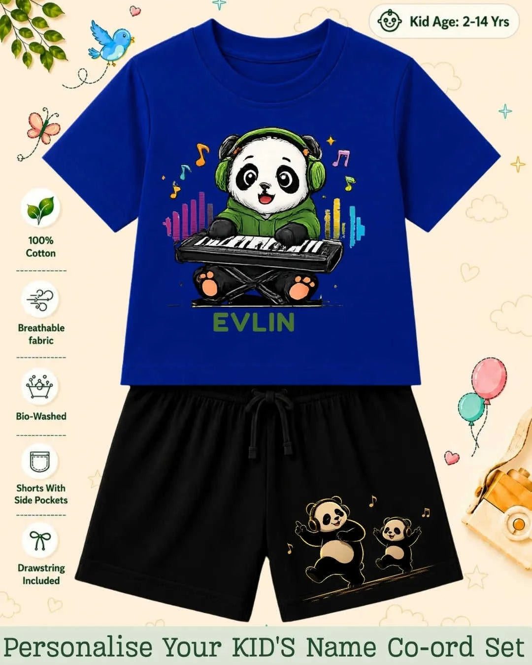 Little Musician Kid's Custom Co-ord Set. Swiftsoul