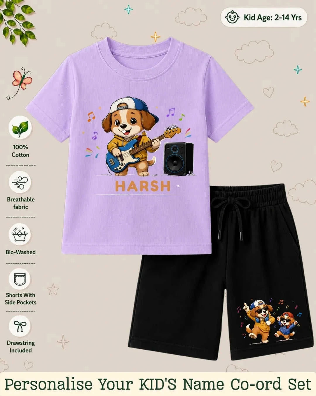 Little Musician Kid's Custom Co-ord Set. Swiftsoul