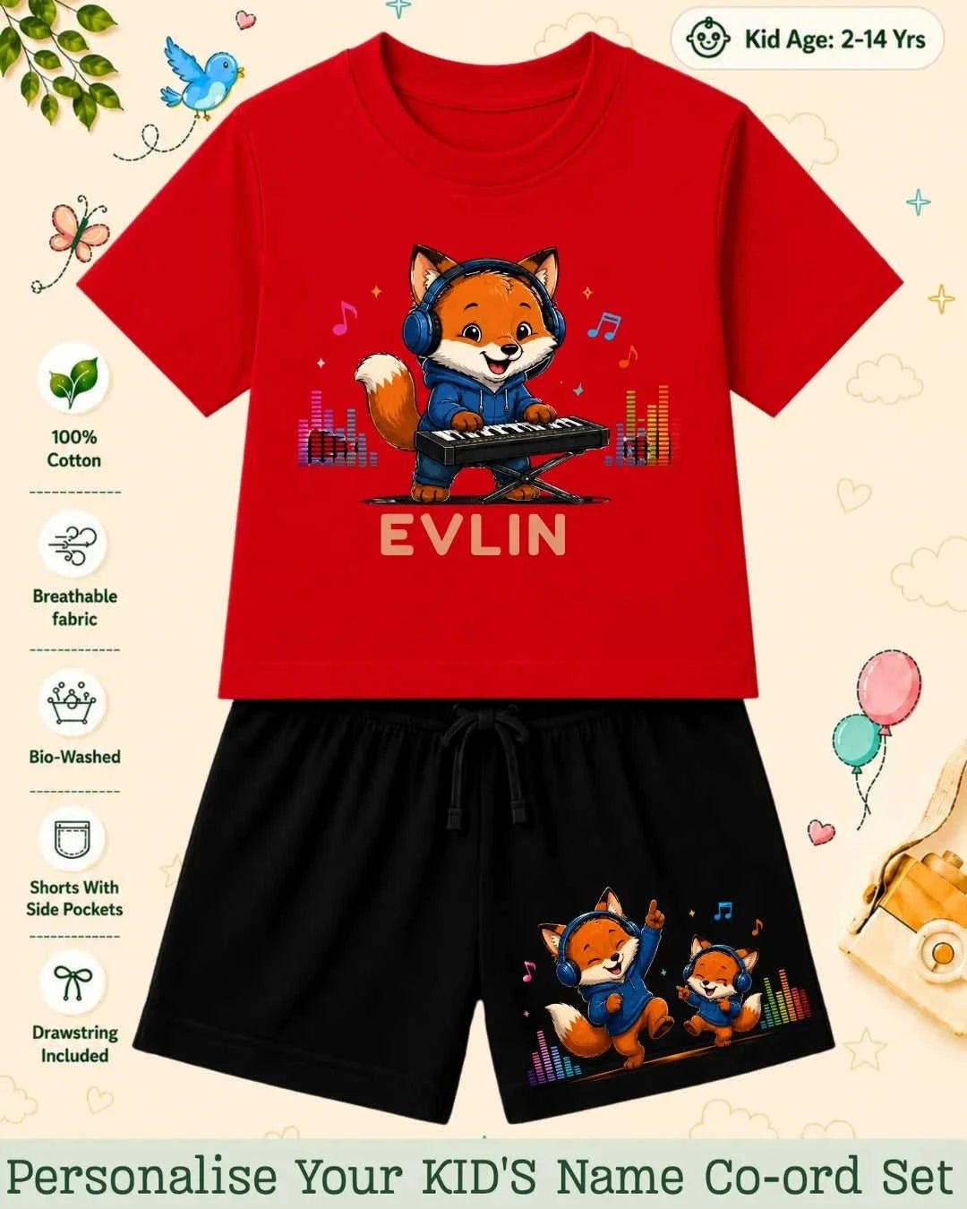 Little Musician Kid's Custom Co-ord Set. Swiftsoul