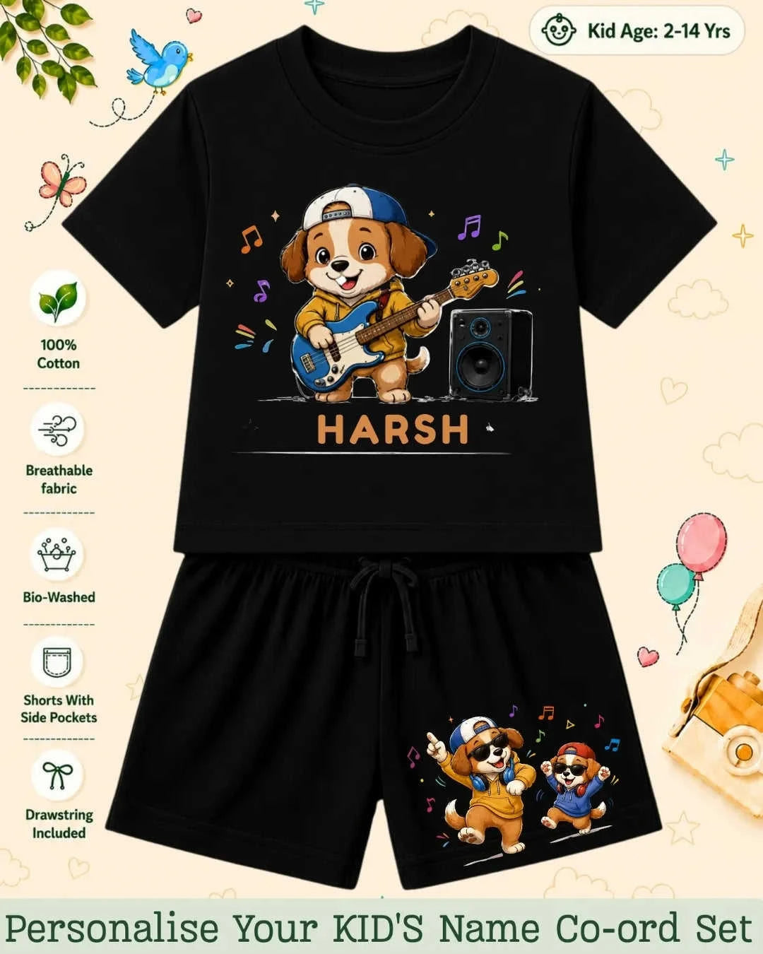 Little Musician Kid's Custom Co-ord Set. Swiftsoul