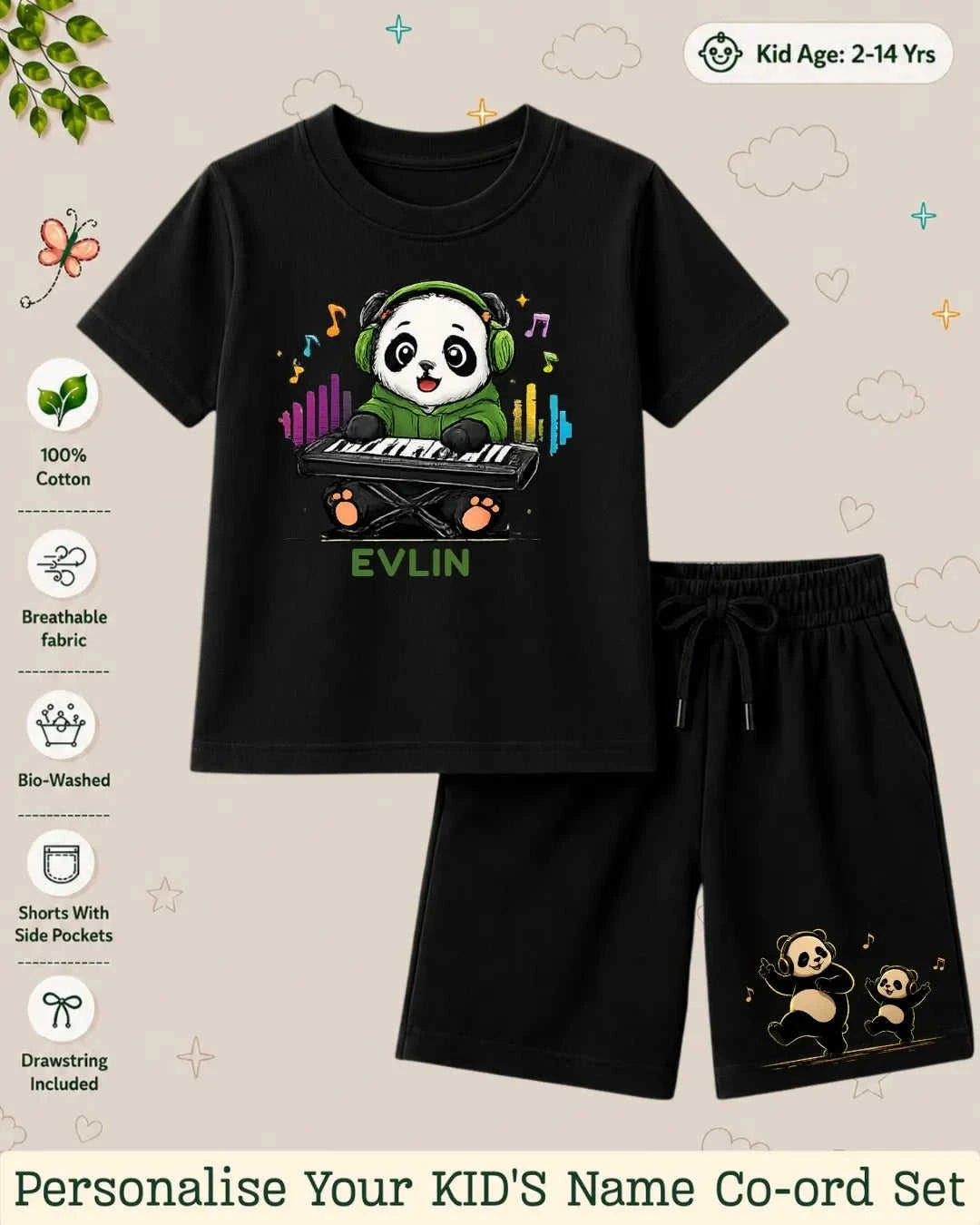 Little Musician Kid's Custom Co-ord Set. Swiftsoul