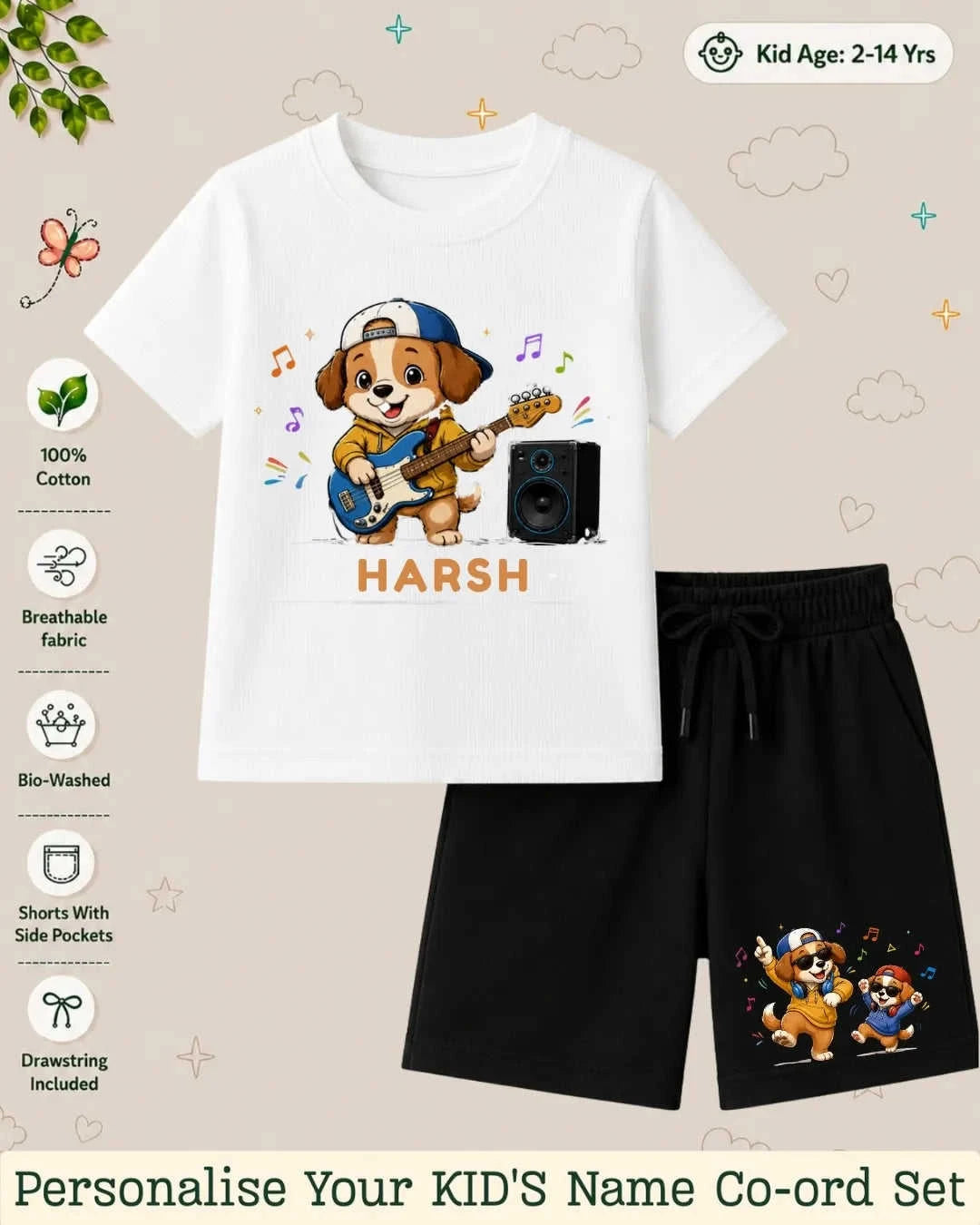 Little Musician Kid's Custom Co-ord Set. Swiftsoul