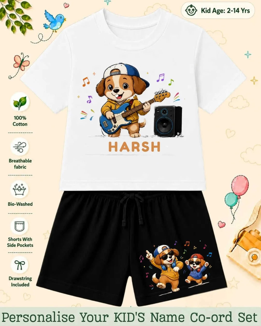 Little Musician Kid's Custom Co-ord Set. Swiftsoul