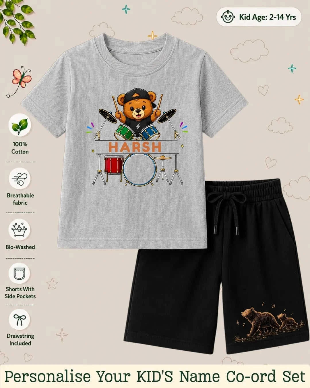 Little Musician Kid's Custom Co-ord Set. Swiftsoul
