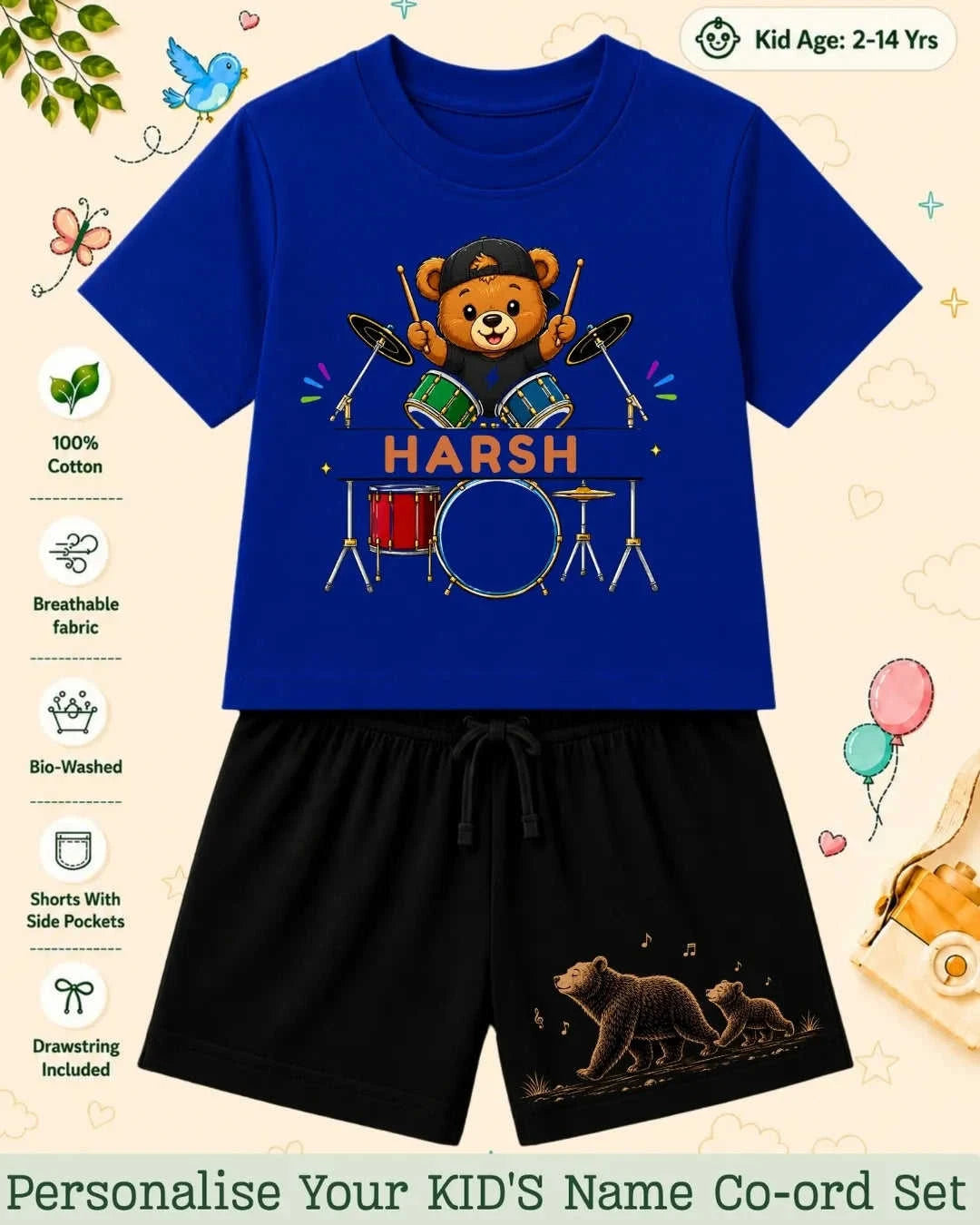 Little Musician Kid's Custom Co-ord Set. Swiftsoul