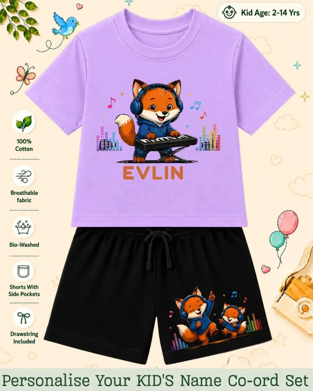 Little Musician Kid's Custom Co-ord Set. Swiftsoul