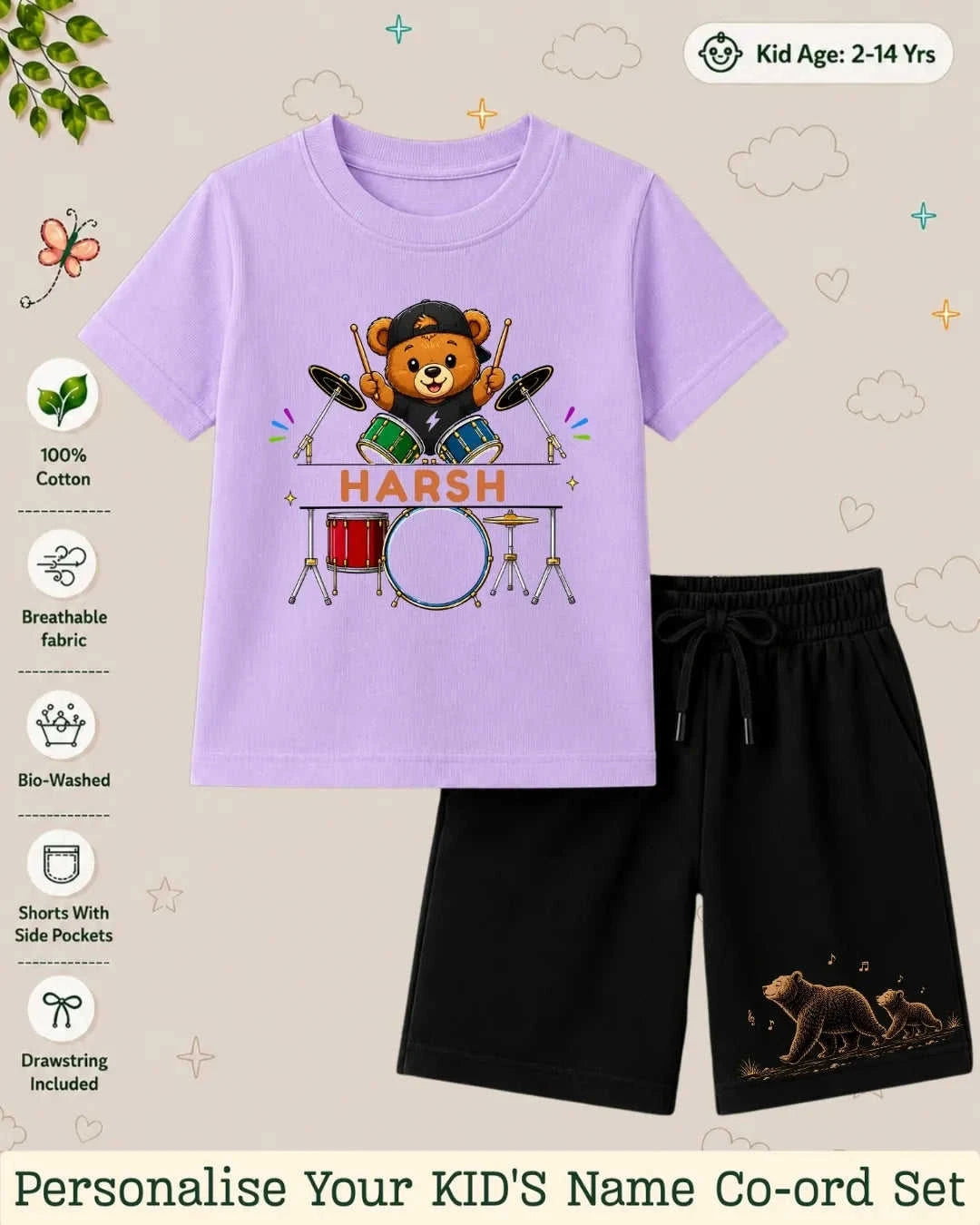 Little Musician Kid's Custom Co-ord Set. Swiftsoul