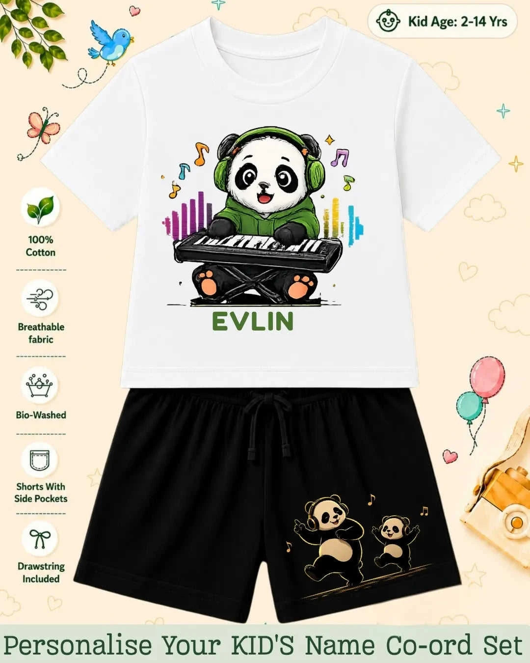 Little Musician Kid's Custom Co-ord Set. Swiftsoul
