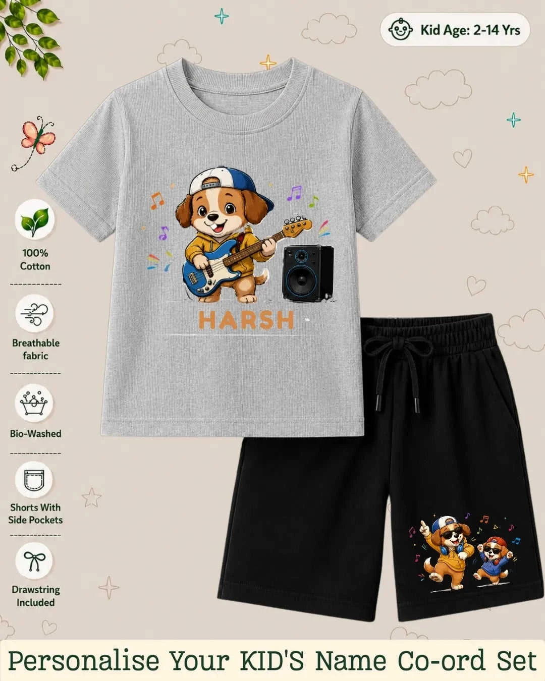 Little Musician Kid's Custom Co-ord Set. Swiftsoul