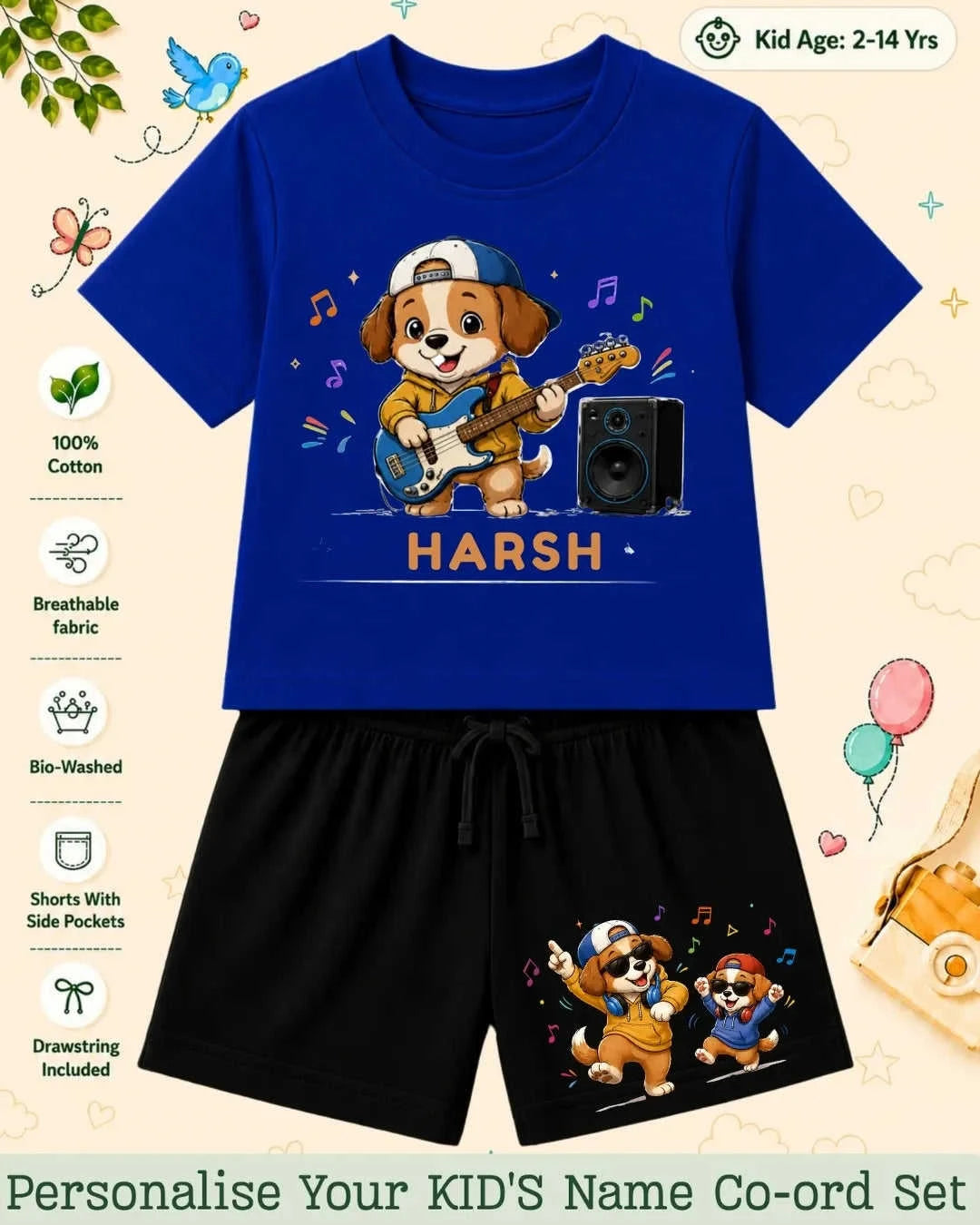Little Musician Kid's Custom Co-ord Set. Swiftsoul